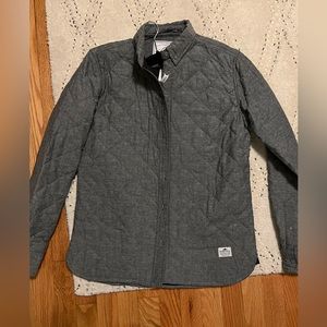 Brand new with tags, size M, women’s quilted puffer button down, chambray.